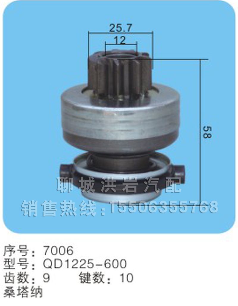 QD1225-600,馬達(dá)齒輪,聊城市洪巖汽車電器有限公司