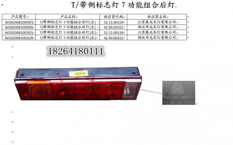 WG9200810009,組合燈,濟(jì)南百思特駕駛室車身焊接廠