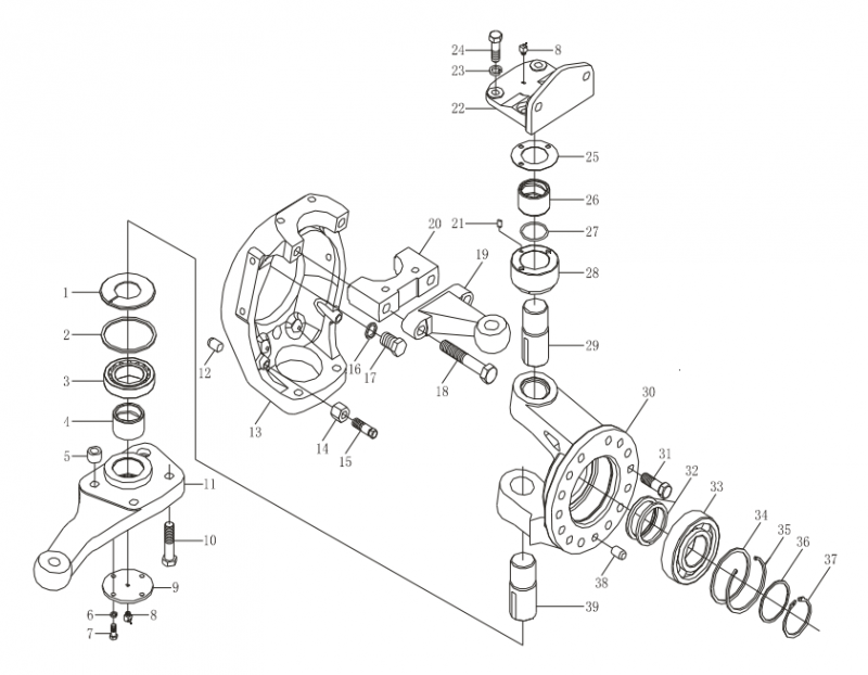 199100410003,Steering knuckle pin,濟南向前汽車配件有限公司