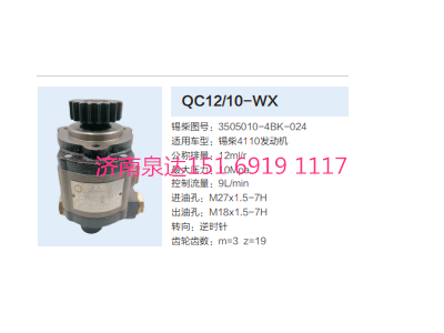 QC12/10-WX,動(dòng)力轉(zhuǎn)向齒輪泵,濟(jì)南泉達(dá)汽配有限公司