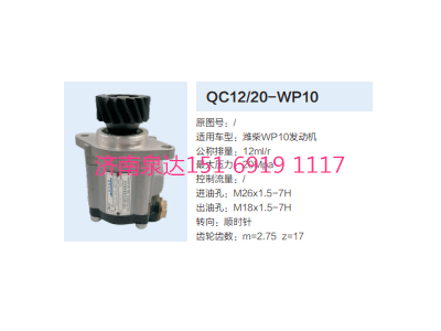 QC12/20-WP10,動力轉(zhuǎn)向齒輪泵,濟(jì)南泉達(dá)汽配有限公司