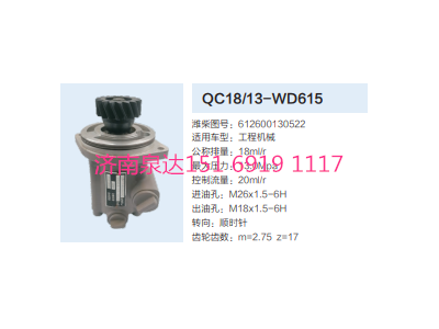 QC18/13-WD615,動力轉向齒輪泵,濟南泉達汽配有限公司