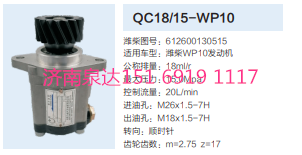 QC18/15-WP10,動力轉向齒輪泵,濟南泉達汽配有限公司