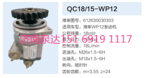 QC18/15-WP12,動力轉向齒輪泵,濟南泉達汽配有限公司