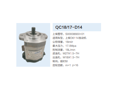 QC18/17-D14,動(dòng)力轉(zhuǎn)向齒輪泵,濟(jì)南泉達(dá)汽配有限公司