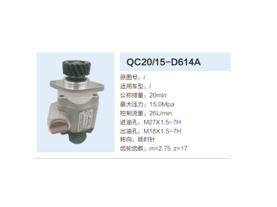 QC20/15-D614A,動力轉(zhuǎn)向齒輪泵,濟(jì)南泉達(dá)汽配有限公司