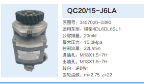 QC20/15-J6LA,動(dòng)力轉(zhuǎn)向齒輪泵,濟(jì)南泉達(dá)汽配有限公司