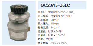 QC20/15-L6LC,動力轉(zhuǎn)向齒輪泵,濟(jì)南泉達(dá)汽配有限公司