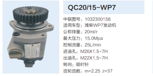 QC20/15-WP7,動(dòng)力轉(zhuǎn)向齒輪泵,濟(jì)南泉達(dá)汽配有限公司