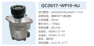 QC20/17-WP10-NJ,齒輪泵,濟(jì)南泉達(dá)汽配有限公司