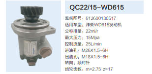 QC22/15-WD615,齒輪泵,濟(jì)南泉達(dá)汽配有限公司