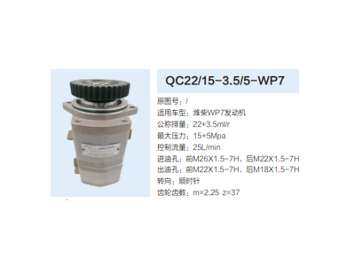 QC22/15-3.5/5-WP7,齒輪泵,濟(jì)南泉達(dá)汽配有限公司