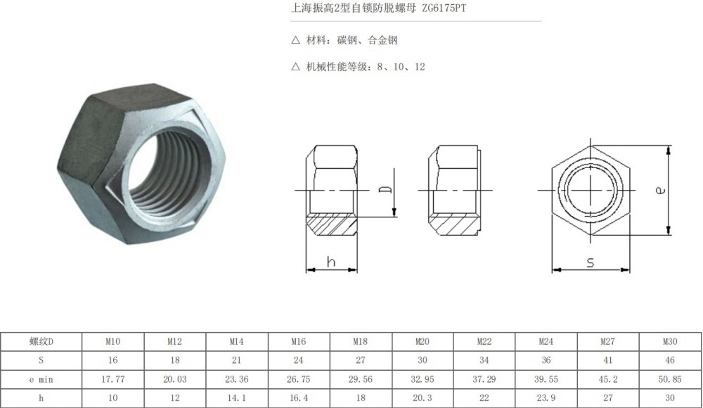 ,自鎖螺母,上海振高汽車科技有限公司