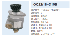 QC22/18-D10B,轉(zhuǎn)向助力泵,濟(jì)南泉達(dá)汽配有限公司