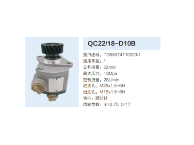 QC22/18-D10B,轉(zhuǎn)向助力泵,濟(jì)南泉達(dá)汽配有限公司