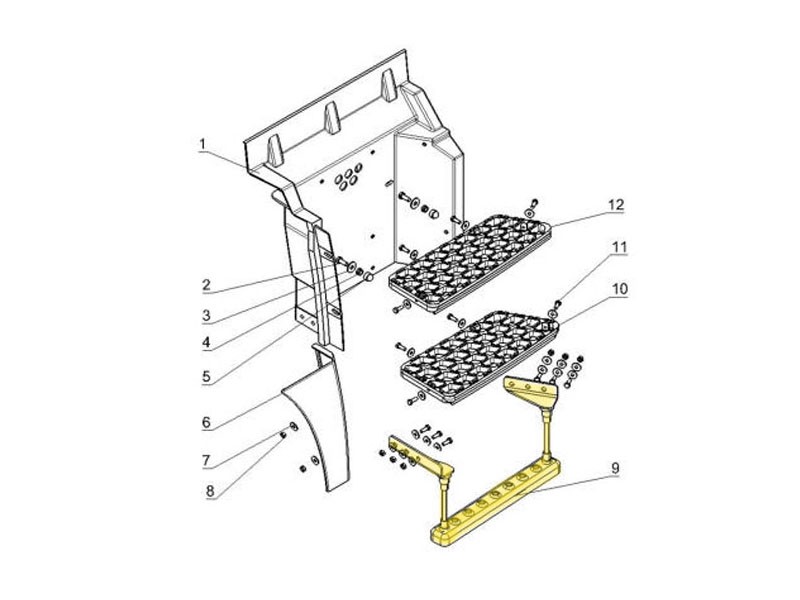 DZ13241240720,Lower right step assembly,濟(jì)南向前汽車配件有限公司