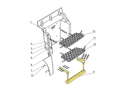 DZ13241240720,Lower right step assembly,濟(jì)南向前汽車配件有限公司