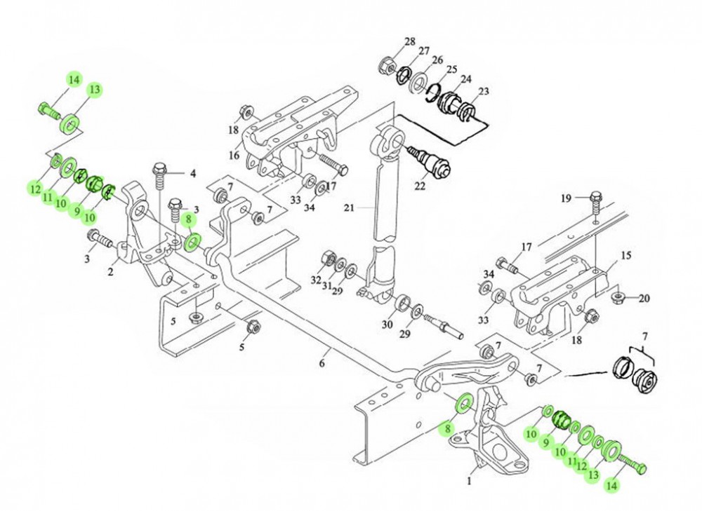 DZ13241430080-XLB   翻轉(zhuǎn)軸修理包,Tilting shaft repair kit,濟南向前汽車配件有限公司