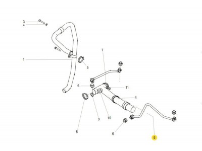 201V06303-5463  空壓機(jī)冷卻回水管,Air compressor cooling return pipe,濟(jì)南向前汽車配件有限公司