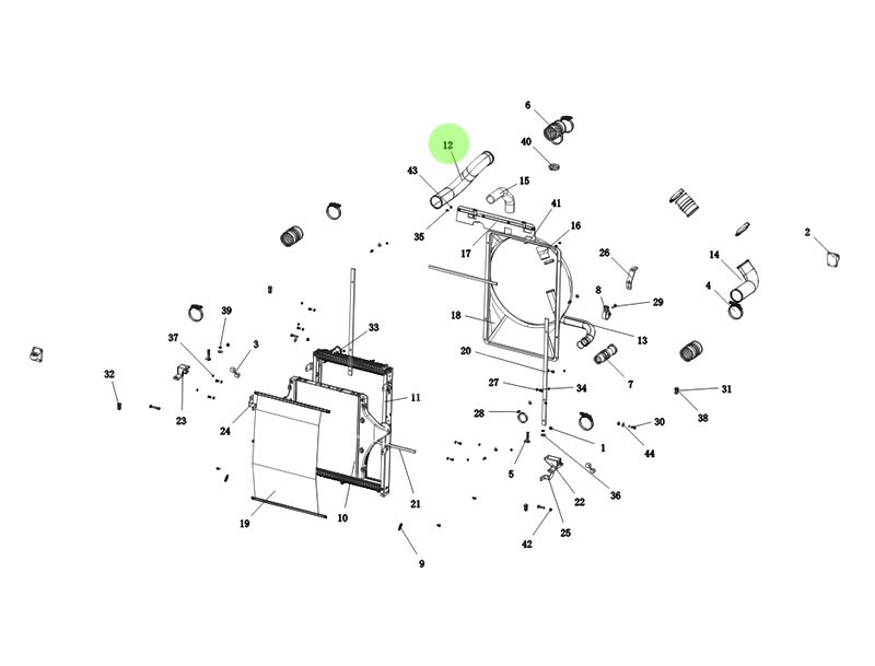 陜汽重卡SHACMAN 動力冷卻系統(tǒng)中冷器進氣管/DZ96259535022  中冷器進氣管