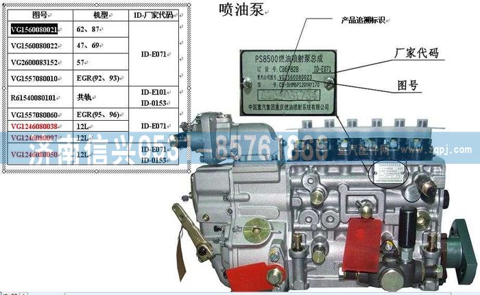 VG2600083152,噴油泵帶K型調(diào)速器（STR57-HOWO57）,濟(jì)南信興汽車配件貿(mào)易有限公司